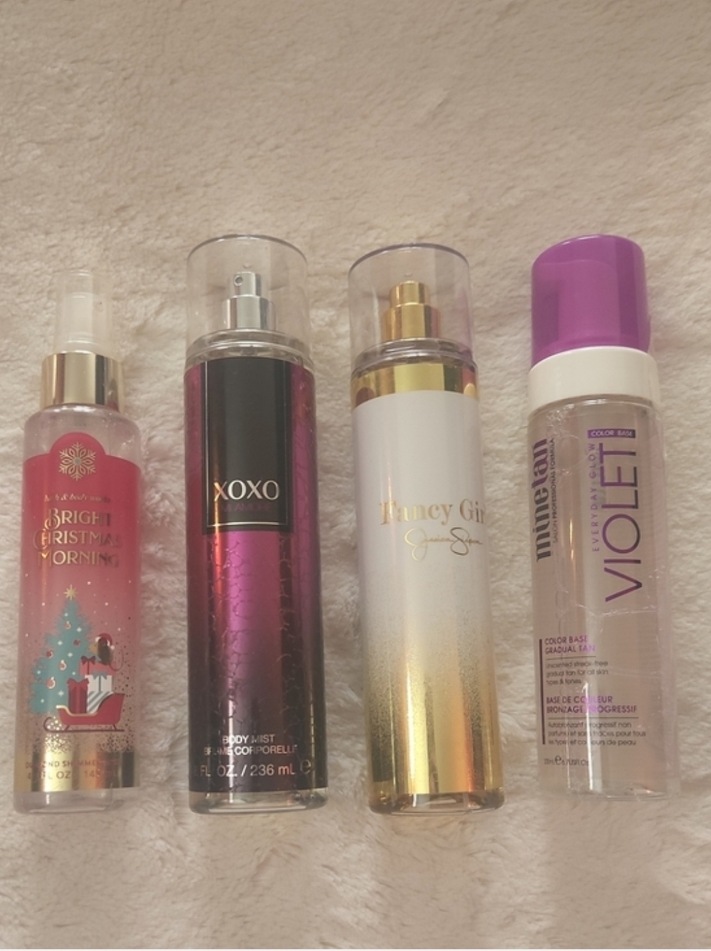 4 Bottles Fragrance And Self Tanner Violet